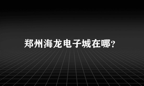 郑州海龙电子城在哪？