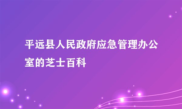 平远县人民政府应急管理办公室的芝士百科