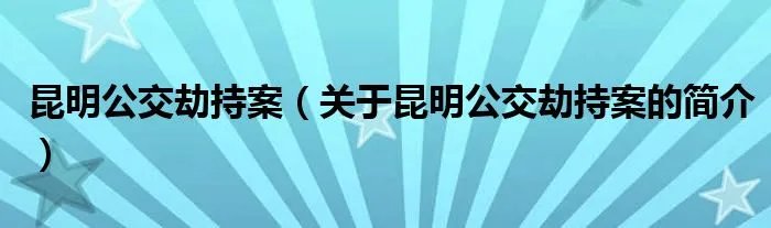 昆明公交劫持案（关于昆明公交劫持案的简介）