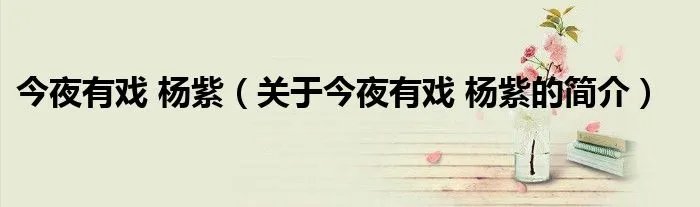 今夜有戏 杨紫（关于今夜有戏 杨紫的简介）