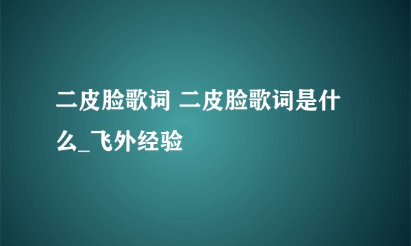 二皮脸歌词 二皮脸歌词是什么_飞外经验