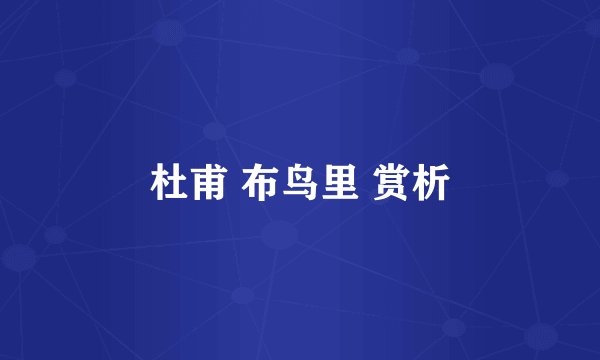 杜甫 布鸟里 赏析