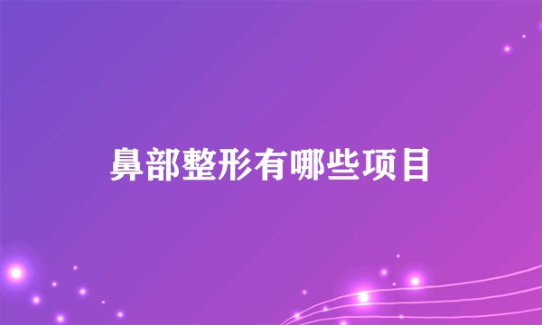 鼻部整形有哪些项目
