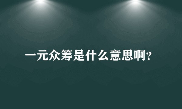 一元众筹是什么意思啊？