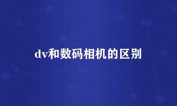 dv和数码相机的区别