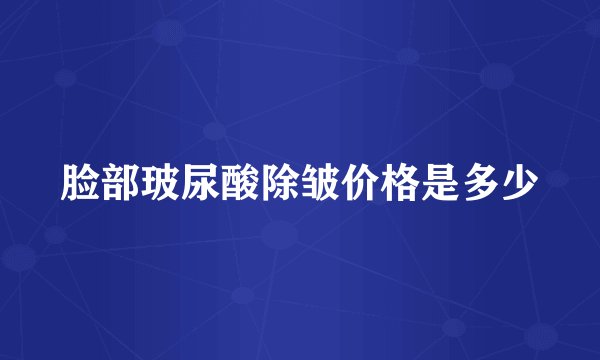 脸部玻尿酸除皱价格是多少