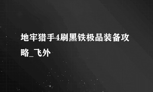 地牢猎手4刷黑铁极品装备攻略_飞外
