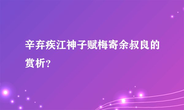 辛弃疾江神子赋梅寄余叔良的赏析？