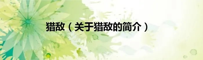 猎敌（关于猎敌的简介）