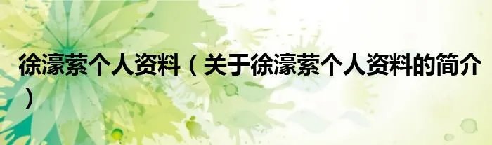 徐濠萦个人资料（关于徐濠萦个人资料的简介）