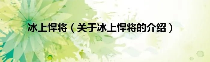冰上悍将（关于冰上悍将的介绍）