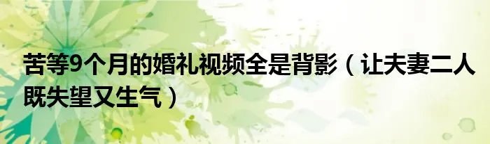 苦等9个月的婚礼视频全是背影（让夫妻二人既失望又生气）