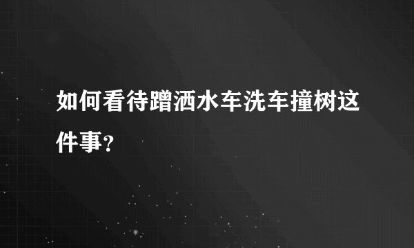如何看待蹭洒水车洗车撞树这件事？