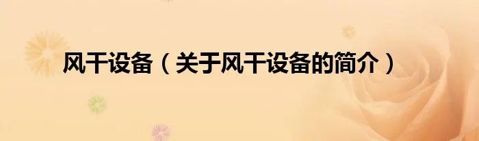 风干设备（关于风干设备的简介）
