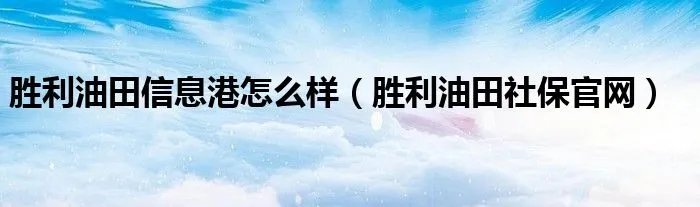 胜利油田信息港怎么样（胜利油田社保官网）