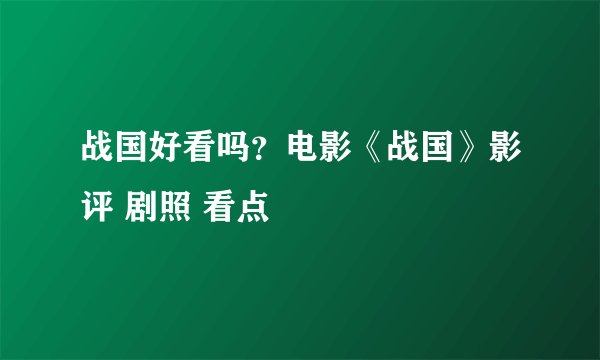 战国好看吗？电影《战国》影评 剧照 看点