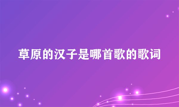 草原的汉子是哪首歌的歌词