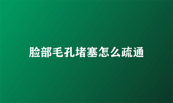 脸部毛孔堵塞怎么疏通