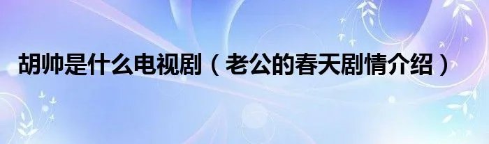 胡帅是什么电视剧（老公的春天剧情介绍）