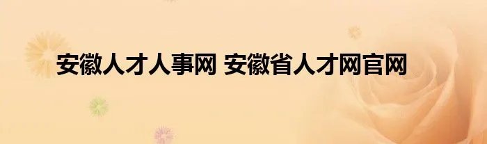 安徽人才人事网 安徽省人才网官网