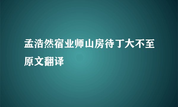 孟浩然宿业师山房待丁大不至原文翻译