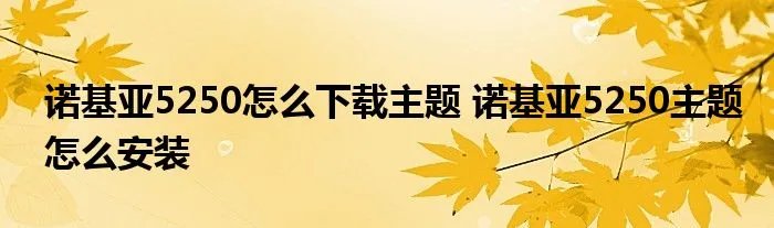 诺基亚5250怎么下载主题 诺基亚5250主题怎么安装