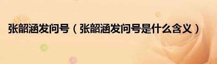 张韶涵发问号（张韶涵发问号是什么含义）