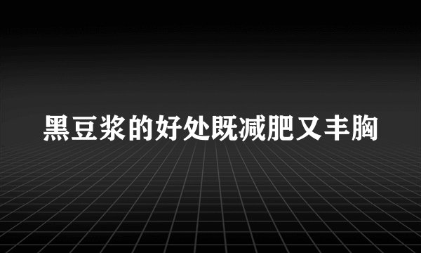 黑豆浆的好处既减肥又丰胸