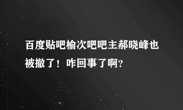百度贴吧榆次吧吧主郝晓峰也被撤了！咋回事了啊？