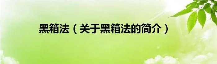 黑箱法(关于黑箱法的简介)