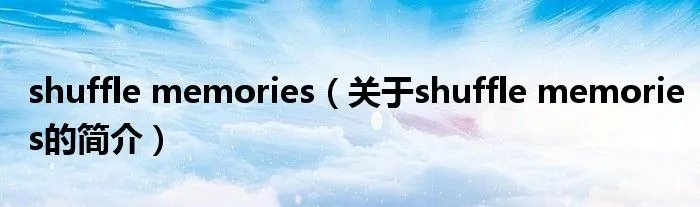 shuffle memories（关于shuffle memories的简介）