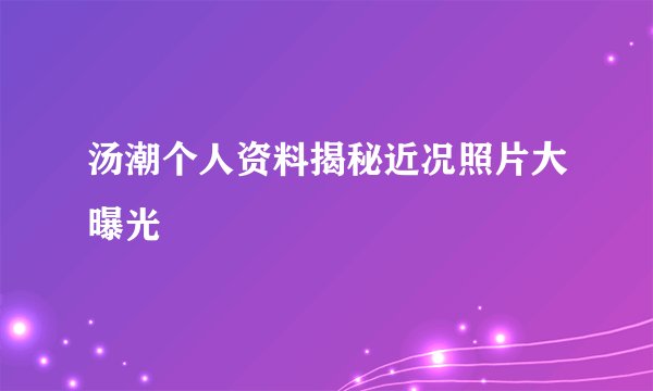 汤潮个人资料揭秘近况照片大曝光