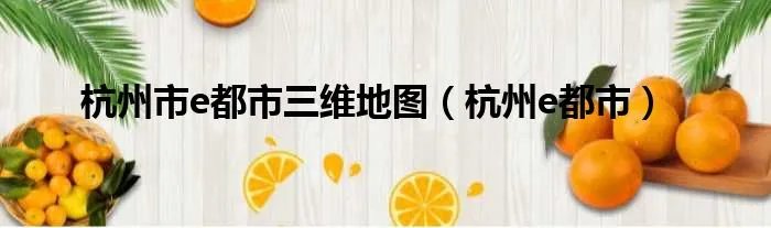 杭州市e都市三维地图（杭州e都市）