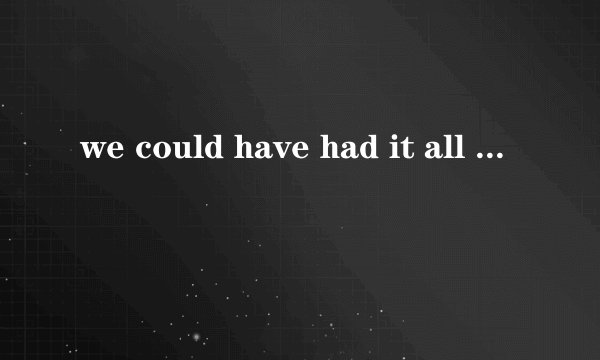 we could have had it all 什么意思
