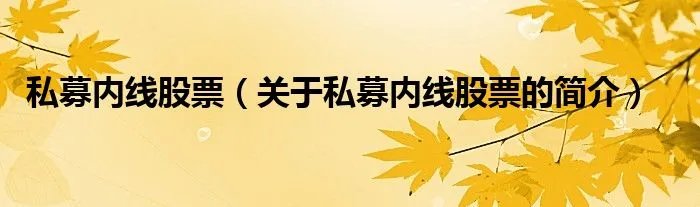 私募内线股票（关于私募内线股票的简介）