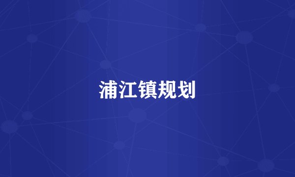 浦江镇规划