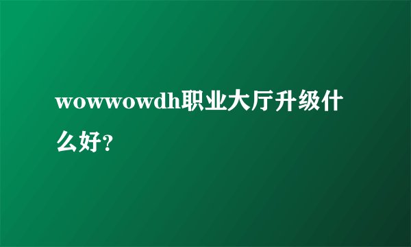 wowwowdh职业大厅升级什么好？