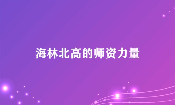 海林北高的师资力量