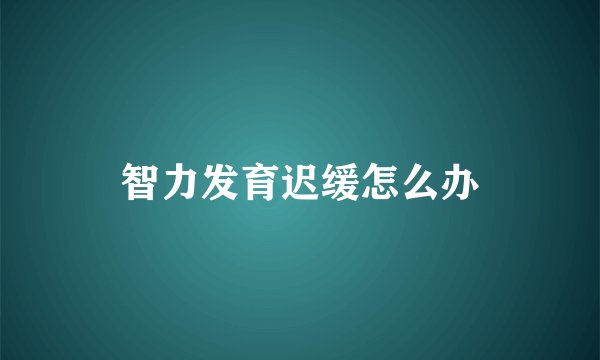 智力发育迟缓怎么办