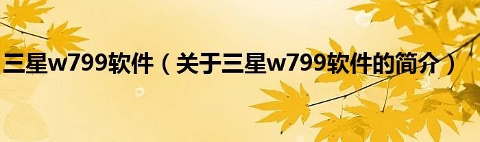 三星w799软件(关于三星w799软件的简介)