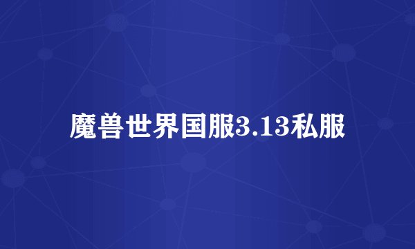 魔兽世界国服3.13私服