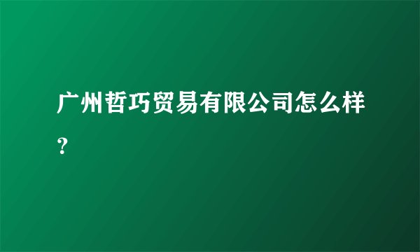 广州哲巧贸易有限公司怎么样？