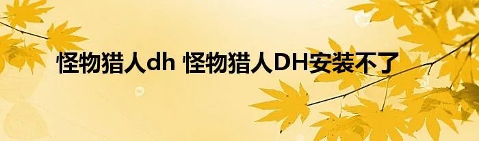 怪物猎人dh 怪物猎人DH安装不了