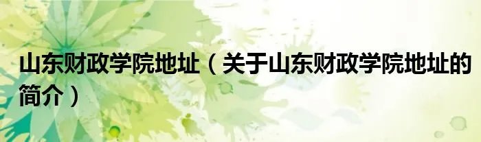 山东财政学院地址（关于山东财政学院地址的简介）
