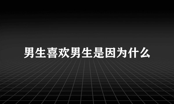 男生喜欢男生是因为什么