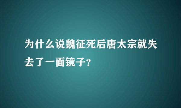 为什么说魏征死后唐太宗就失去了一面镜子？