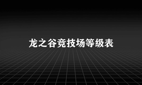 龙之谷竞技场等级表