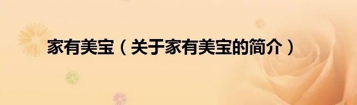 家有美宝（关于家有美宝的简介）