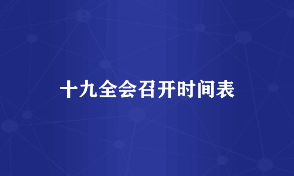 十九全会召开时间表