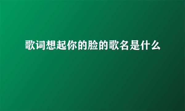 歌词想起你的脸的歌名是什么